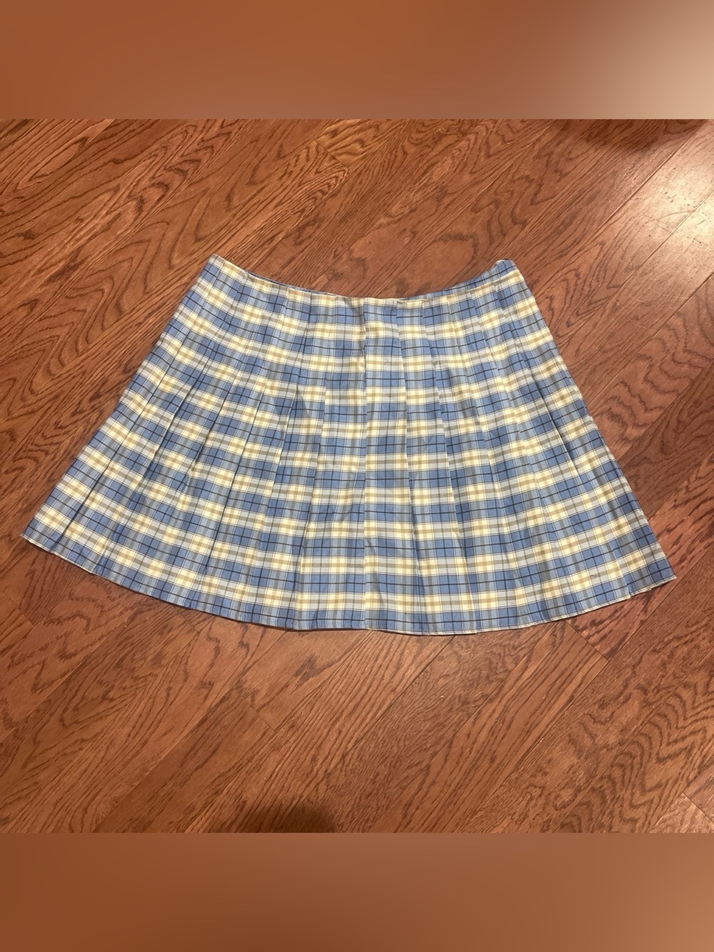SHEIN Blue and Yellow Plaid Pleated Mini Skirt